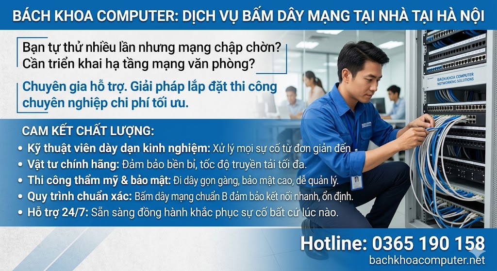 Cách bấm dây mạng chuẩn B chi tiết, dễ làm nhất 2026